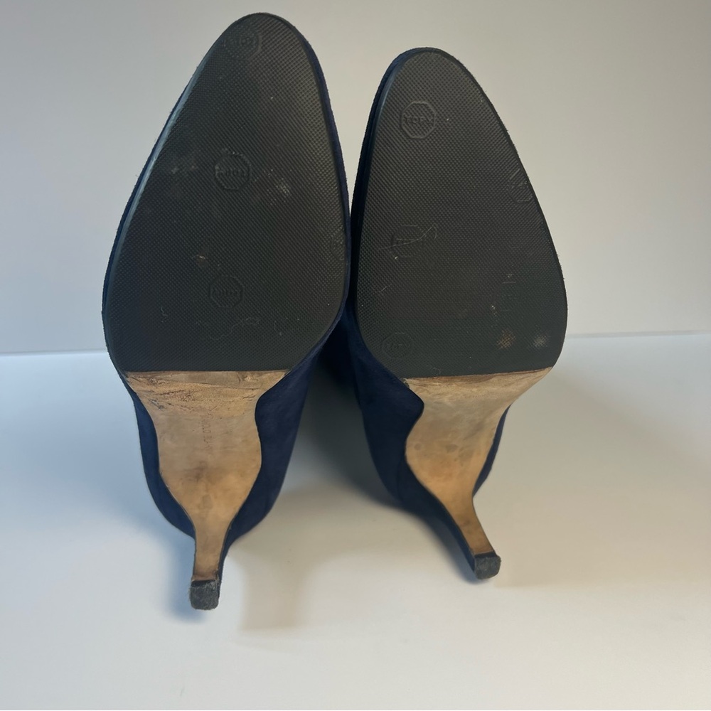 Manolo Blahnik Pamfilo 90mm Navy Blue Stretch Suede Over Knee Tall Boots 38.5 - Picture 4 of 8
